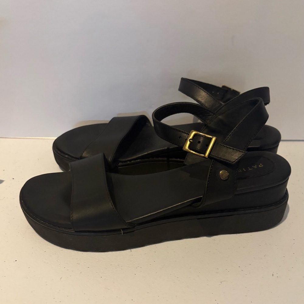 Black Leather Platform Sandals